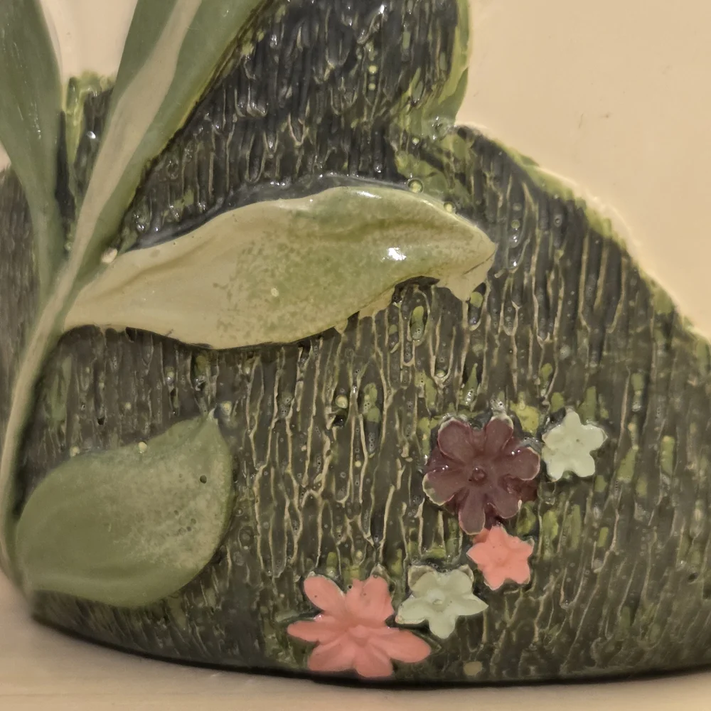 Hummingbird Floral Ceramic Vase - Toothbrush Holder Flower Vase
